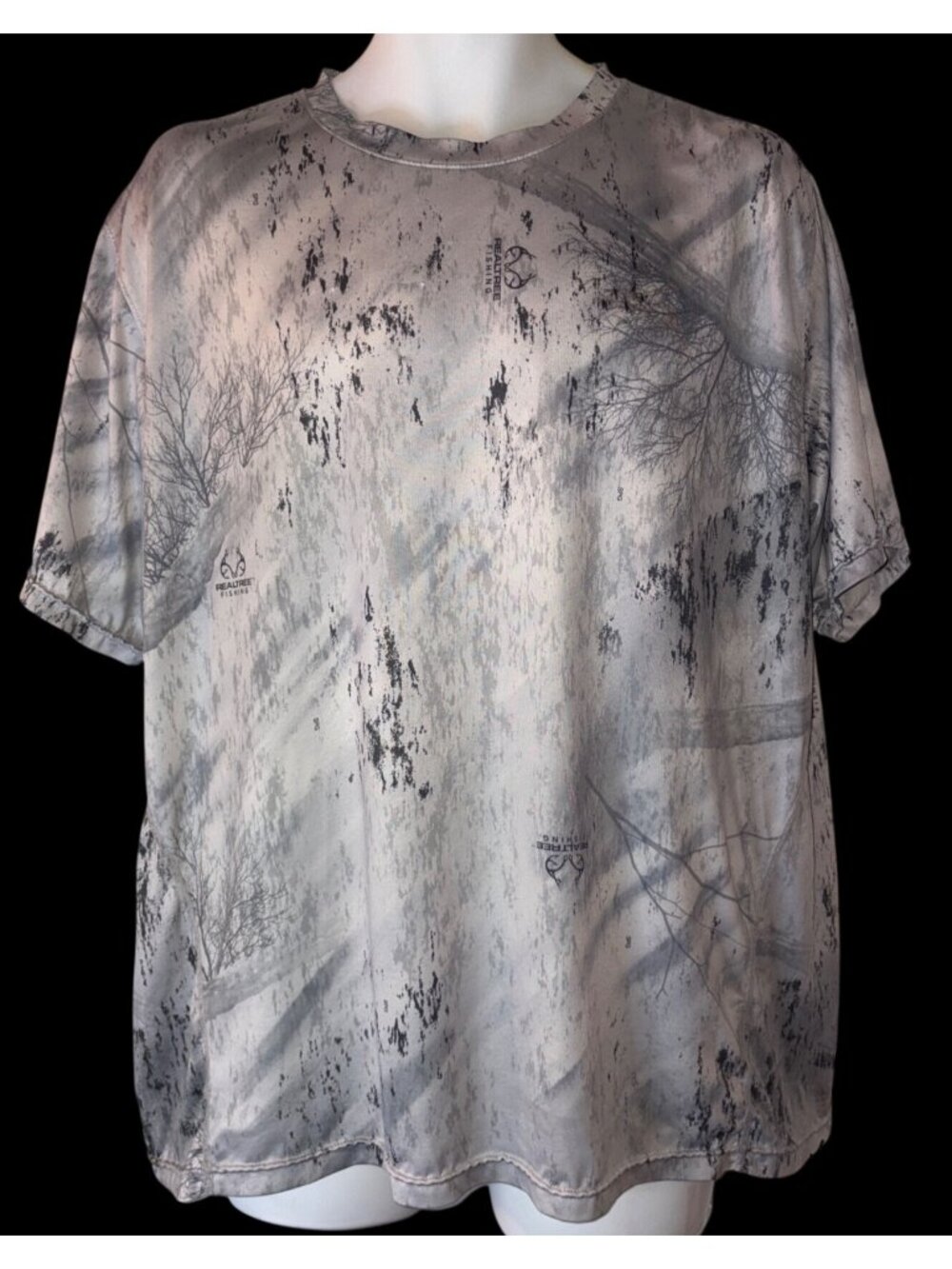 Habit Realtree Fishing Solar-Factor 40+ Camo T-Shirt Large Gray Short Sleeve Mad